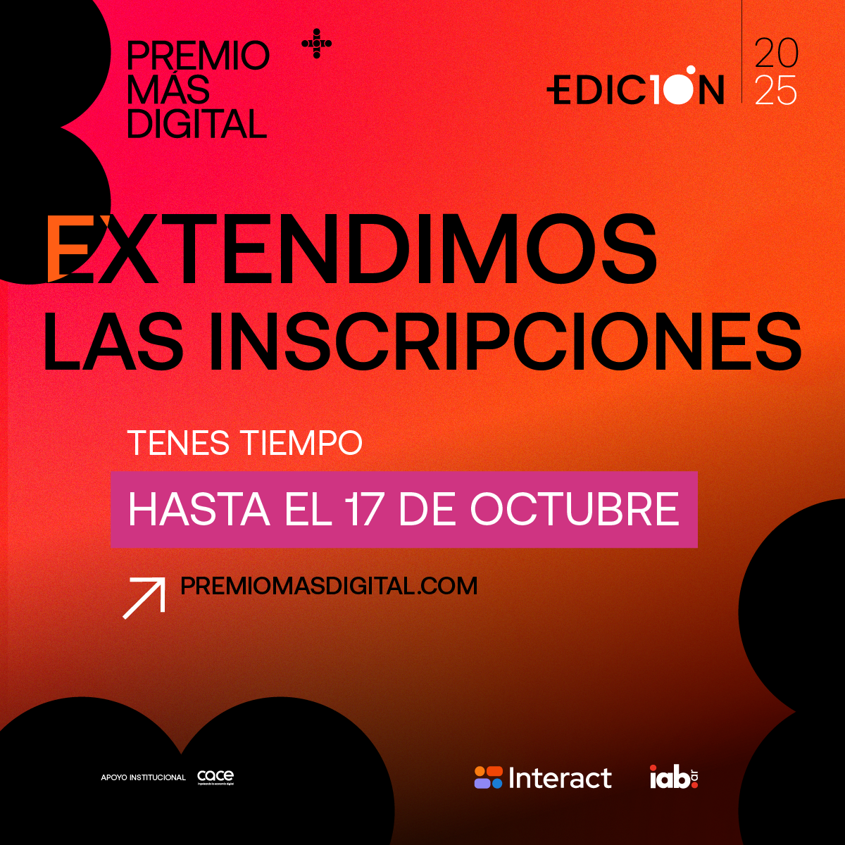 ¡Extendimos hasta el 17 de octubre las inscripciones al Premio +Digital!